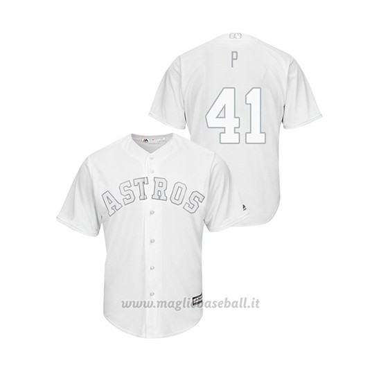 Maglia Baseball Uomo Houston Astros Brad Peacock 2019 Players Weekend P Replica Bianco